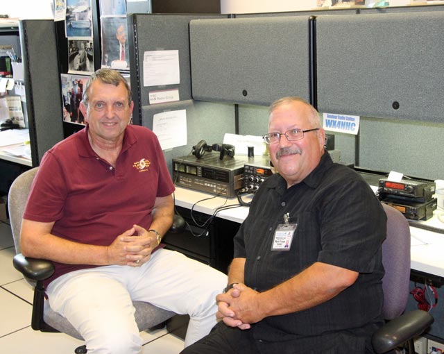 Director of the National Hurricane Center KB5FYA-Bill Read with KG9C-Miguel Parages
